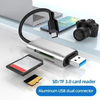 Kortelių Skaitytuvas USB3.0&USB C iki SD, MicroSD TF PC Nešiojamas Fotoaparato Priedai Smart Atminties Cardreader SD Kortelės Adapteris