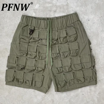 PFNW Pavasario, Vasaros Nauji vyriški Multi-kišenės vientisos Spalvos Šortai Techwear 