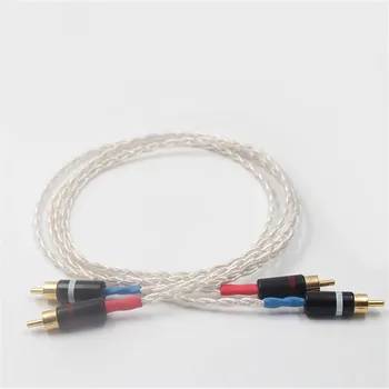 8AG Vieną Sidabro Hifi audio kabelis RCA sujungimo kabelis su Aukso padengtą kištukas Stiprintuvas CD grotuvas