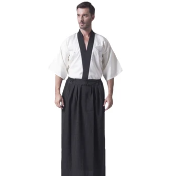 Vintage Black Japonijos Vyrų Kariai Tradicinių Kimono Yukata Haori Samurajų Apranga Etapo Rezultatus Kostiumas Vienas Dydis B-068