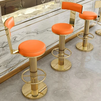 Counter Aukščio Baro Kėdės Biuro Atgal Šiuolaikinės Aukščio Pasukama Kėdė Su Dizainerio Rose Nerūdijančio Plieno Kojos, Virtuvės Baldai