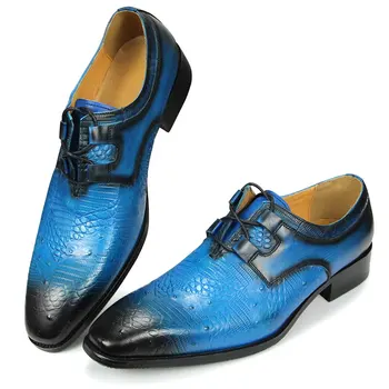 Naujas Atvykimo Prabanga Derby Avalynė Vyrams Nėrinių Aukštos Kokybės Formaliojo Verslo Dizaineris Stiliaus Mėlyna Juoda 39-48 Vyrų Atsitiktinis Batų