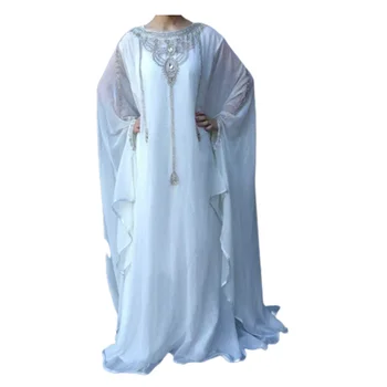 Balta Maroko Dubajus Ilgai Marškinėliai Farasha Skraiste Suknelė, Labai Patinka Ilgos Suknelės Europos ir Amerikos Mados Tendencijos