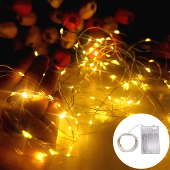 LED Varinės Vielos Lempos Lauko baterijomis, Kalėdų Vestuves Apdailos Apšvietimo Stygos Pasakų Šviesos Girlianda Kieme