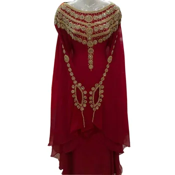 Raudona Kaftans Farasha Abaja Suknelė Dubajus Marokas Gėlių Ilga Suknelė Europos ir Amerikos Mados Tendencijos