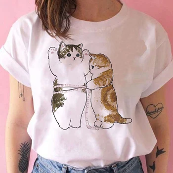 Kačiukas Matavimo Juosmens Spausdinti Moterų Marškinėliai Modernus Universalus, Prabangus Vetement Feminino trumpomis Rankovėmis T-shirt Karšto Pardavimo