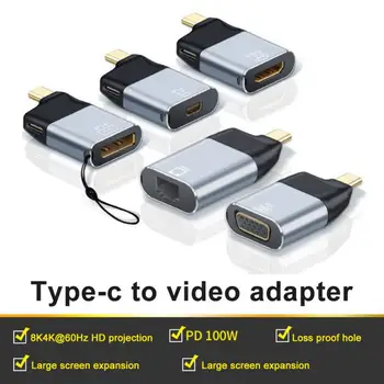 Mini Adapteris, C Tipo HDMI suderinamus/Dp/VGA Adapteris USB C Tipo PD 100W Kabelis 4K Konverteris Telefoną 