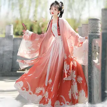 Kinija Hanfu moterų senovės tradicinių Hanfu moterų karnavalas Cosplay apranga oranžinė-mėlyna Hanfu kostiumas plius dydis kinijos hanfu