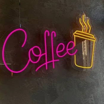 Pasirinktinį Kavos Neoninis Ženklas kavinės Atidarymo Neon Dekoro Kavinė Kavos Led Ženklas, Kavos Pupeles, Kavos Aparatas, Neoninės Šviesos Padarė Kavos Parduotuvė