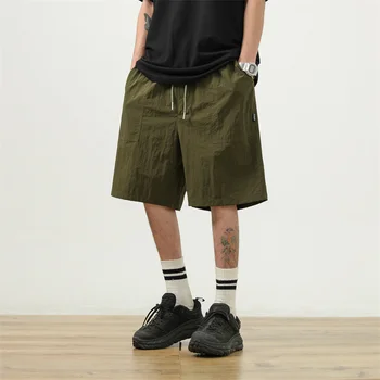 Vasarą Šortai Vyrams Mados Derliaus Krovinių Šortai Vyrams Japonijos Streetwear Hip-hop Prarasti Tiesiai Shorts Mens Kelio Ilgio Kelnės