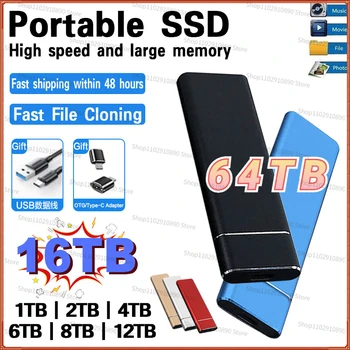 1T Išorės SSD Kietąjį Diską Externo Kietasis Diskas 2TB SSD 64TB USB3.0 Didelės Spartos Mini Nešiojamieji SSD Kompiuterį/Telefoną/PC/ 