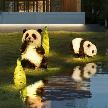 Saulės Lauko Modeliavimas Panda Žibintai LED Sodo Sielovados Apdailos Gyvūnų Vandeniui Šviesos Bambuko Šaudyti Vejos Kraštovaizdžio Lempos
