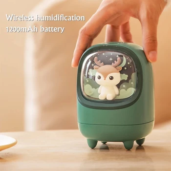 350ml Animacinių filmų Belaidžio Oro Drėkintuvas USB Įkrovimo Nešiojamas Mini Aromaterapija Rūkas Maker Difuzorius su Romantiška, Šilta Lempa