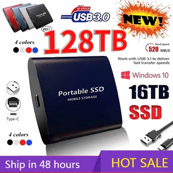 Nešiojamų 256TB SSD Originalus USB3.0 kietieji Diskai 64TB 30TB 2TB 1 TB Kietojo Disko Saugojimo Įrenginį, Kietąjį Diską Nešiojamieji kompiuteriai Kompiuteris