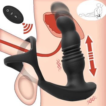 Vyrų Prostatos Massager Teleskopinis Analinis Vibratorius Butt Plug G Spot Stimuliatorius Atidėti Ejakuliacija, Varpos Žiedas Vibratorių Sekso žaisliukai Vyrams