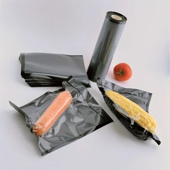 Aukštos kokybės, storas juodas prekybos maisto vakuuminis maišas tinka virti Išlaikyti šviežią ilgą laiką