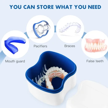 1Pc dantų Protezų Vonia Lauke Organizatorius Dantų dirbtiniai Dantys Laikymo Dėžutė su Kabinti Ju Konteineris Dantų Valymo Atvejais Dirbtinio Danties