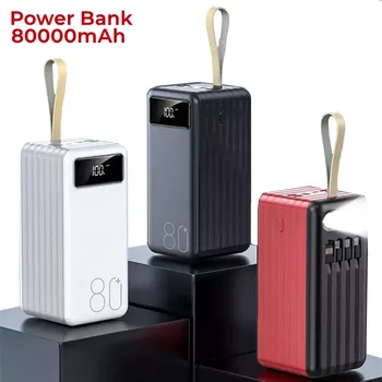 80000mAh Talpos Baterijos Kroviklį Power Bank vidinis Duomenų Eilutė 4 USB Išėjimai Su Led Skaitmeniniu Ekranu nešiojamiems Elektros Stotis