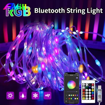 10M Smart LED Šviesos Eilutę Su App Kontrolės RGB Šviesos Girlianda USB Bluetooth Nuotolinio Pasakų String Žibintai Namų Kalėdinė Dekoracija
