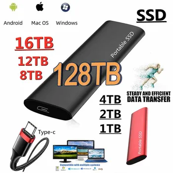 Nešiojamų 1 TB SSD Išorinio Kietojo Disko Tipas-C USB 3.1 Didelės Spartos 500GB Išorinį atminties kietieji Diskai Nešiojamieji kompiuteriai/mac/Windows/VNT