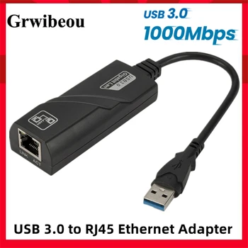 USB 3.0 Laidinio Tinklo plokštė, USB į RJ45 LAN Ethernet Adapter 10/100/1000Mbps USB 3.0 Tinklo Adapteris, skirtas Macbook Nešiojamas KOMPIUTERIS Laimėti 10