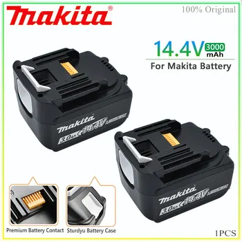100% Originalus Makita 3000mAh 14,4 V Li-ion Baterija 14V elektrinių Įrankių, 3.0 Ah Baterijas BL1460 BL1430 1415 194066-1