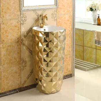 Europos stiliaus meno skiltis baseino praustuvas baras grindų iki lubų praustuvas keramikos auksas integruota praustuvas