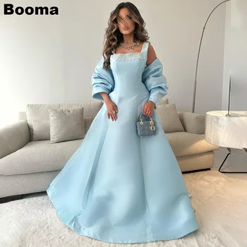 Booma Dangus Mėlynas Saudo Arabija Oficialią Vakaro Suknelės Dėmių Aikštėje Apykaklės Linija Šalies Prom Chalatai Vestuvių Svečių Suknelė Moterims