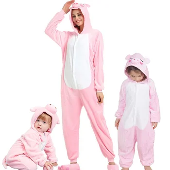 Šeimos Kigurumi Rožinė Pižama Dinozaurų Gyvūnų Onesie Cosplay Kostiumai, naktiniai marškiniai, pižamos Kūdikiams, Vaikams ir Suaugusiems