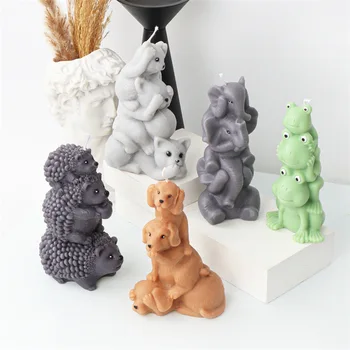 3D Krovimas Gyvūnų Šeimų Silikono Žvakių Pelėsių, Šuo, Katė, Avis Gipso Aromatizuoti Žvakės Priėmimo PASIDARYK pats Tortas, Šokoladas, Kepimo Reikmenys