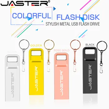 JASTER Naujas Metalo USB 2.0 64GB U Disko 32GB Golden Flash Drive 16G Nemokamai LOGOTIPĄ Pen Drives 8G Memory Stick 4GB Dovanos Key Chain