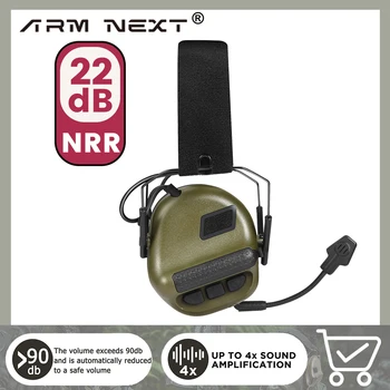 Elektroninių Įjungtą Earmuff Taktinis Triukšmo Mažinimo Rankų Įrangos Garso Nuskaitymo Medžioklės Komunikacijos Karinės Laisvų Rankų Įranga NRR22dB
