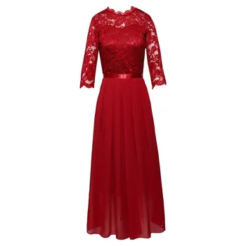 Naujas Pobūvių Elegantiškas Keturių Spalvų Europos Stotis Spliced Šifono Sijonas Apvalios Kaklo Nėrinių Ilgai Prom Oficialų Suknelė Vakarinę Suknelę