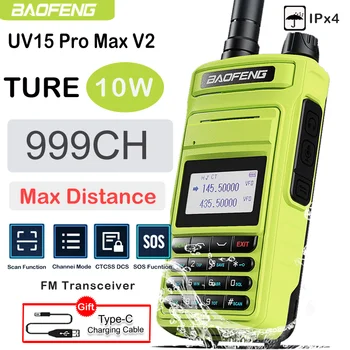 2023 Baofeng UV15 Pro Max 10W Walkie Talkie Transiveris U/V, Dual Band 136-174/400-520MHz Su Tipas-C Įkroviklio Atnaujinti UV10R PUV15